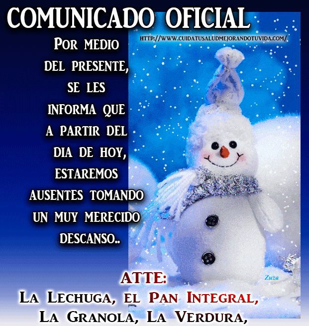 COMUNICADO OFICIAL ( DE TODA LA COMIDA SALUDABLE)